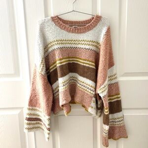 Striped Pink and White Women's Sweater